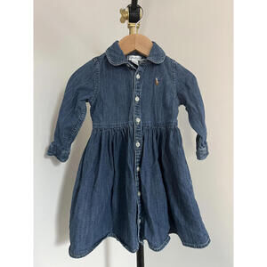 Polo Ralph Lauren Girls Denim Shirtdress - Indigo Blue - 12M